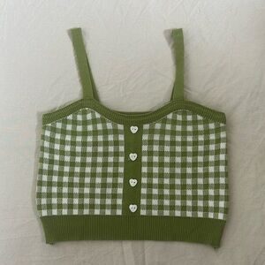 Green Checkered Crop Top